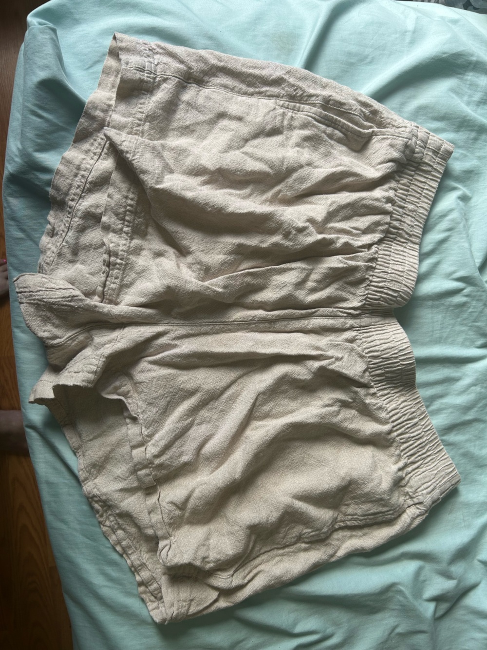 Old Navy Neutral Beige Ribbed Waistband linen blend Shorts